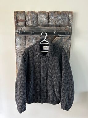 Men's Vintage Tip Top Club InternationalFull Zipper Jacket Herringbone Pattern